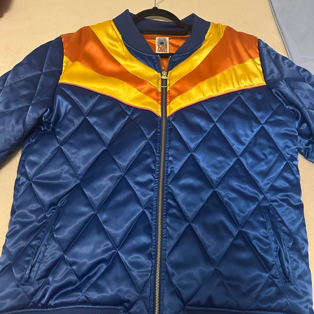 NWOT Unisex Classic 70’s Satin Quilted Bomber Jacket. Made in AZ, USA